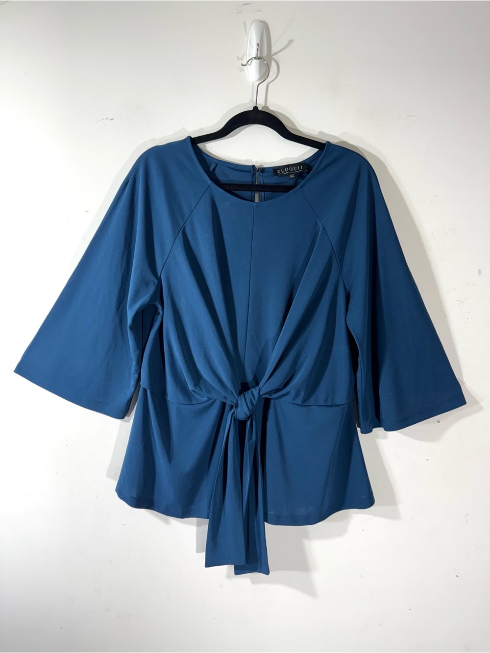 ELOQUII teal blue tie front peplum blouse Sz 20
